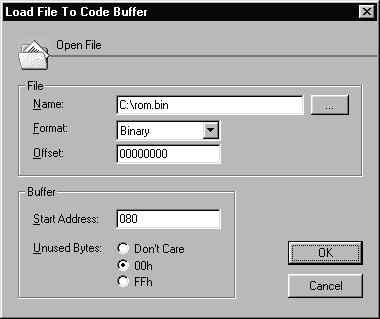 PC Device Code Memory Buffer Code Memory Data Memory Buffer Data Memory Option Bytes Buffer Option Bytes Buffers And Device Memory Zones Loading Buffer Contents From File The content of the code