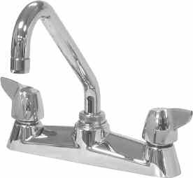 P0 Sink Fitting, Deck Mount P0 Specification: Commercial grade sink fitting with " (0 mm) long swing spout featuring "H" and "C" indexed hooded metal lever handles, Dial-ese cartridges and a.0 GPM (.