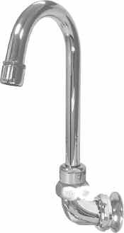 P0 Gooseneck Spout, Wall Mount P0 Specification: Commercial grade wall mount gooseneck spout includes a resilient polished chrome plated finish,.0 GPM (. L/min) aerator and /" NPT female inlet.