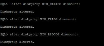 Identify the ASM disk groups for the Oracle database being restored, and then dismount them. Figure 16 Dismount ASM disk groups Figure 17 Change disk groups 5.