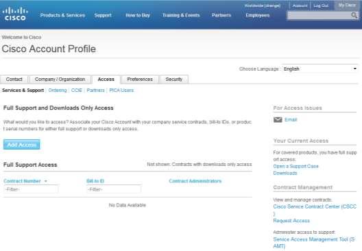 5. You will be directed to the Cisco Account Profile.