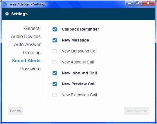 Sound Alerts Tab Select the sounds to be played when you receive a call, message, or reminder.