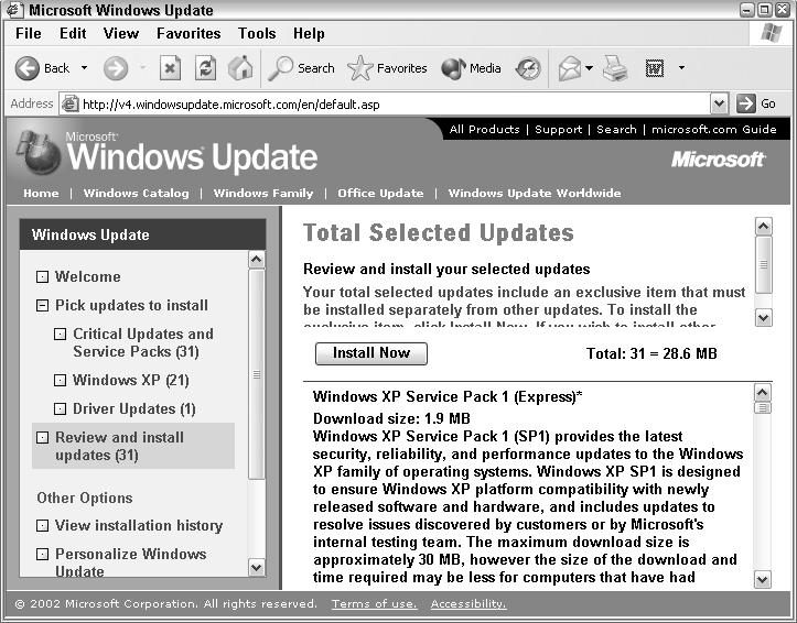 542362 Ch01.qxd 9/18/03 9:54 PM Page 37 Understanding Windows XP Basics 37 6. Click the Review and Install Updates link on the left side of the page.