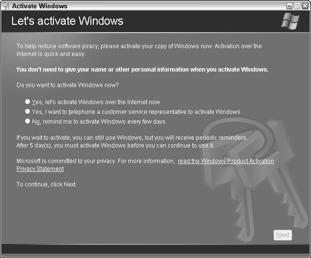 542362 Ch01.qxd 9/18/03 9:54 PM Page 6 3 See 1 for starting Windows XP. Activating windows does not require any personal information from you.