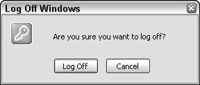 542362 Ch01.qxd 9/18/03 9:54 PM Page 9 Understanding Windows XP Basics 9 a. Click Start, then click the Log Off button.