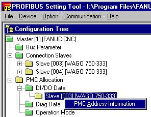 3.OPERATION PROFIBUS SETTING TOOL B-64174EN/01 3.2.15 PMC Address Information Screen This subsection describes the PMC Address Information screen.