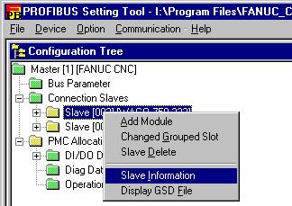 3.OPERATION PROFIBUS SETTING TOOL B-64174EN/01 3.2.18 Slave Information Screen This subsection describes the Slave Information screen.