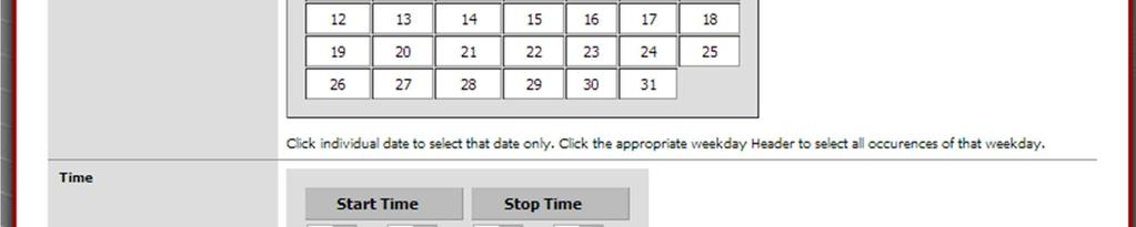 To make a schedule click the new button, then set the days of the week or the calendar