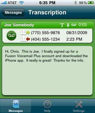 Voice-to-Text Device Display Example: Log into your FVM+ web account to sign up for Voice-to-Text Transcriptions; pricing ranges depending on the package you choose.