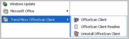 Trend Micro OfficeScan 10 Administrator s Guide Post-installation After completing the installation, verify the following: OfficeScan client shortcut The Trend Micro OfficeScan Client shortcuts