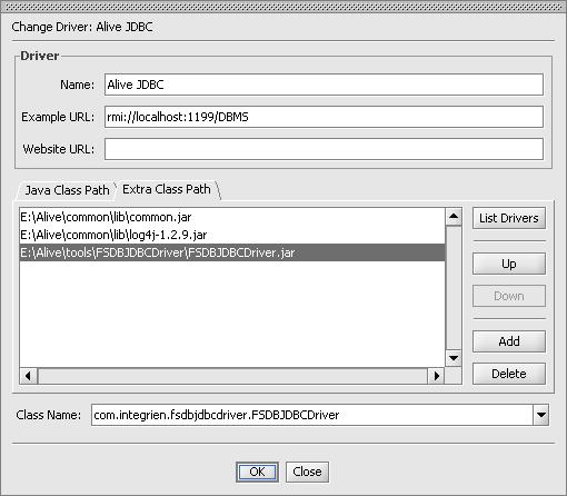 Chapter 12 The vcenter Operations Enterprise FSDB JDBC Driver 3 Fill in the Change Driver dialog box as shown in the screenshot below.