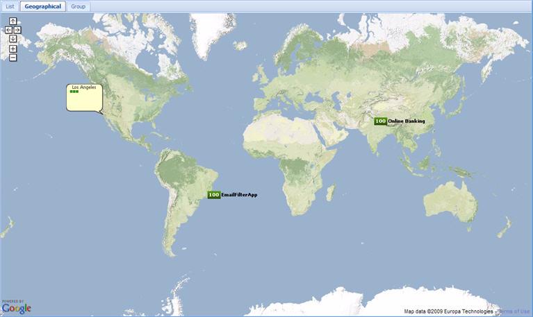 Chapter 4 Managing Resources Viewing the Resource Map The Geographical tab of the Environment Overview page is a world map which can show the health of the resources at some or all of your defined