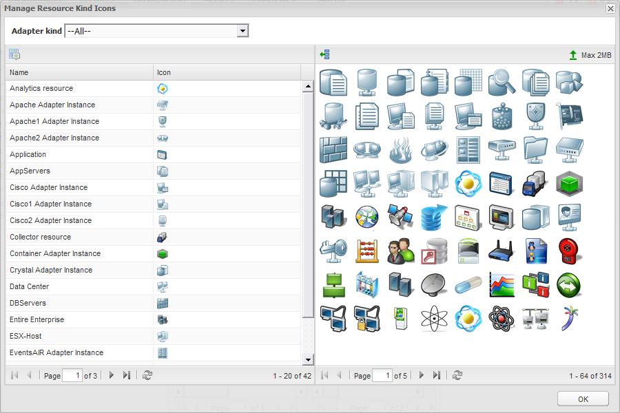 Chapter 4 Managing Resources Setting Resource Kind Icons In most locations where metric data for resources is shown, vcenter Operations Enterprise includes an icon to show the kind of each resource.