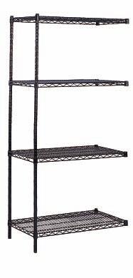 72 Black Powder Coated Mobile Units These mobile wire shelving units are attractive and highly functional.