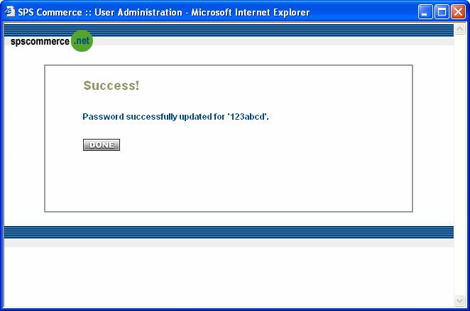 4. Click the Update Password button to save the changes and exit the Change User Password window.