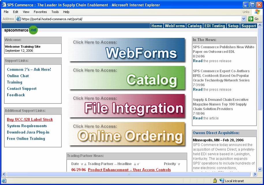3. The Portal window displays. An example is shown below. 4. Click the blue WebForms banner in the middle of the page. 5. The Inbox displays.