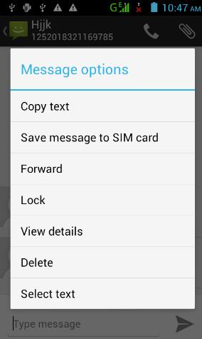 display the message options.