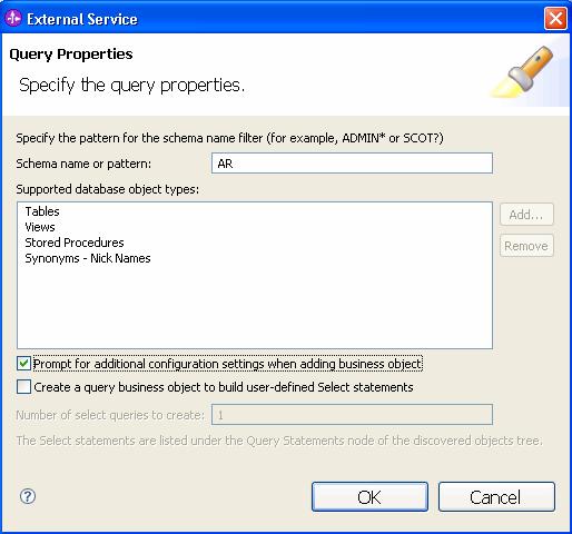 2. Run the metadata query a. Display objects discovered by the query Click Run Query. The AR schema and data elements of the schema are displayed. b. Select the object for import Expand the AR schema.