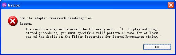 Note: If you try to expand the Stored Procedures node without using a filter, an error message