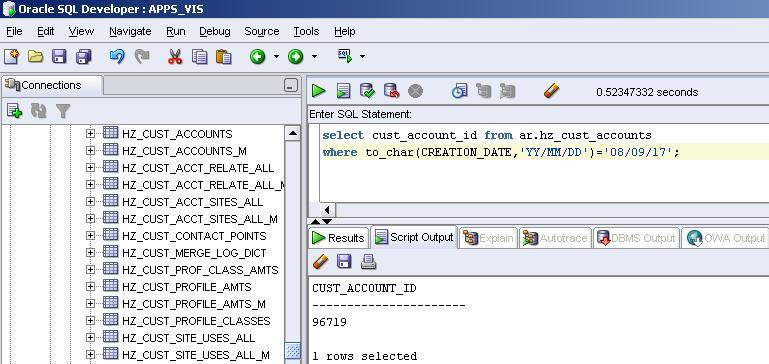 Write down the cust_account_id value from this query. You will use this number when you test the Retrieve operation. b.