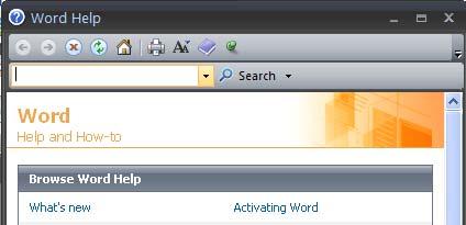 Microsoft Office 2007 - Word Help Click on the Microsoft Office Word Help button in the top right corner. Type the desired word in the search box and then press the Enter key.
