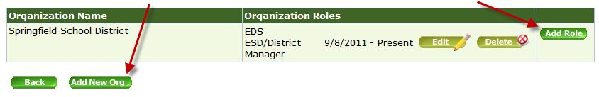 To add a role for an organization that is not listed, click the Add New Org