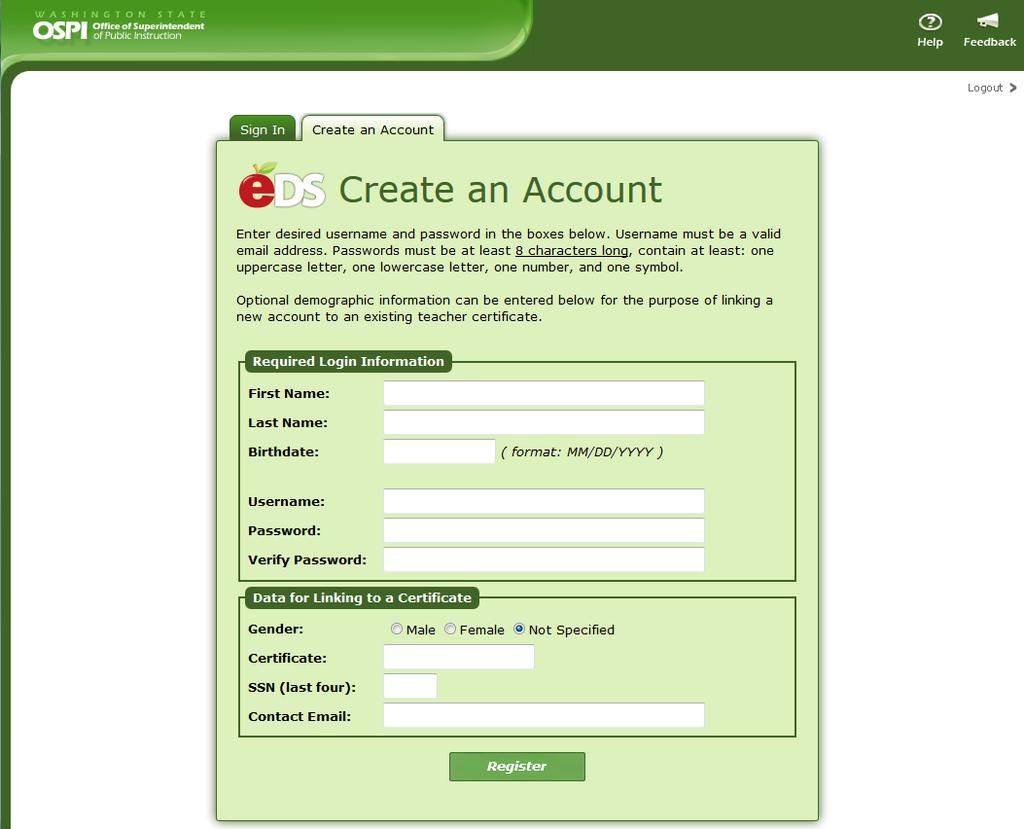 Manage People EDS is a single sign on system; each user should only have one account. Account sharing is prohibited. The Manage People section allows you to create or edit user profiles in EDS.