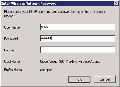 then click OK. (username and password of cisco ).
