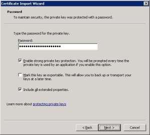 (4) Enter the password for the private key Figure 1-22 Import the Client certificate (3) Enter the password for the private key which was specified when creating and downloading the Certificate file