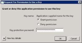 (3) Select Grant permission and enter the Key protection password Figure 1-32 Log-in to Service Portal with Administrator s ID.