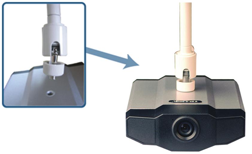 Figure 3-5 Connect the camera to the bracket 5. Insert the cap to the other mounting screw hole of the camera.