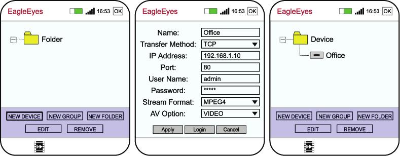 With EagleEyes (For WinCE New version) installed STEP1: Go to Programs EagleEyes to go to the setting page.