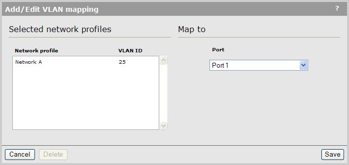 Specify a name for the profile and assign a VLAN ID to it. This example uses the profile name Network A and a VLAN ID of 25. Select Save. 4.