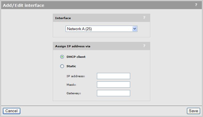Under Assign IP address via, select the addressing method to use.