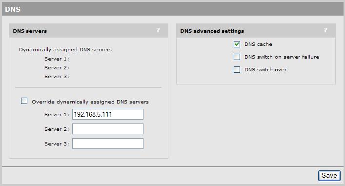 When the Bridge port is configured to use a static IP address: DNS servers Dynamically assigned servers Shows the DNS servers that are dynamically assigned to the controller when PPPoE or DHCP is