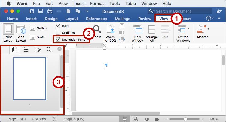 Navigation Pane The Navigation Pane provides an easy way to move throughout your document, without having to scroll.