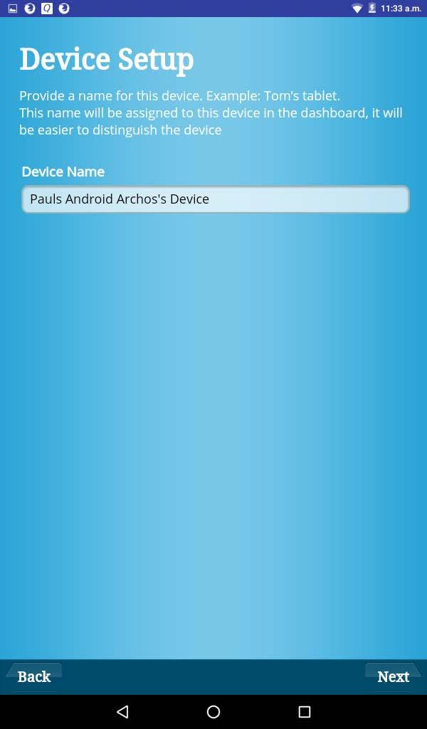 Give the device a name (by default there is a suggested name) and click on Next The device name is displayed in the inet