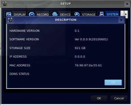 Check the IP address of the DVR from SETUP > SYSTEM > DESCRIPTION > IP ADDRESS. 2.