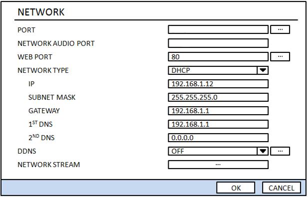 If the DVR s NETWORK TYPE is set the LAN, input the following information in the