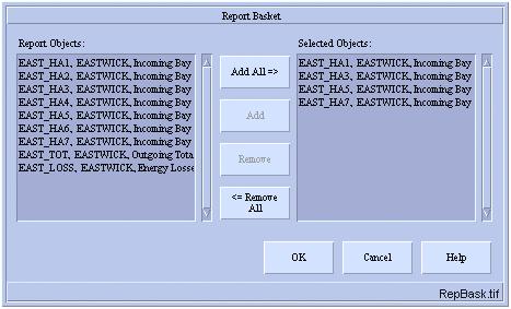 LIB 510 *4.1 MicroSCADA Pro 1MRS755361 3.4.4.1. Report Basket Fig. 3.4.4.1.-1 Report Basket The Report Basket is the link between the report objects (defined within the report application) and the Quick Report picture.