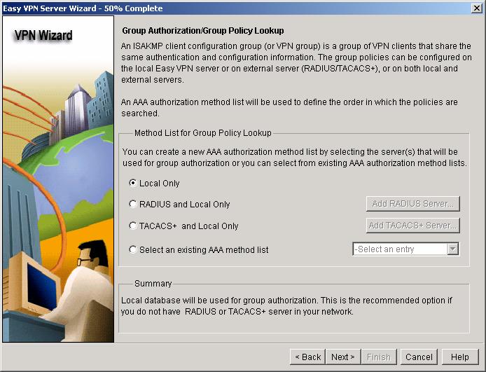 For Group Authorization/Group Policy lookup, select Local Only (Figure 6);