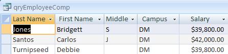 Microsoft Access 007 - Module II Query Criteria: Comparison AND Using the AND criteria is appropriate when information is needed from multiple fields.