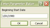 and Ending Start Date: 1/1/1999. 7. Result of query using the parameter Between. 8.
