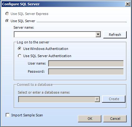 Chapter 2: Installing Fortify WebInspect Enterprise If you choose the option to run Fortify WebInspect and enter remote SQL Server credentials, the Configure SQL Server window appears. 2. Complete this dialog and click OK.