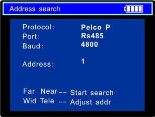 PTZ ADDRESS SCANNING Device Setting allows the ID search of the PTZ camera. Note the PTZ camera to be searched must be isolated from other PTZ cameras before beginning the search.