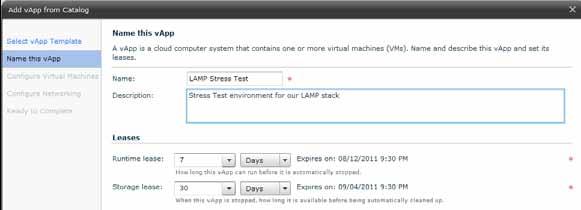 In our scenario, QA is going to use the template created for the LAMP stack to deploy a new vapp