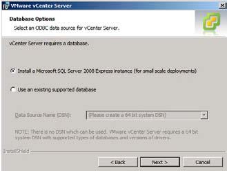 vcenter Server requires a database to store its information.