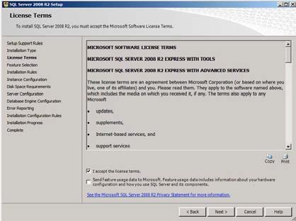 installer automatically detects the vcenter Server database, which also used Microsoft SQL Server Express.