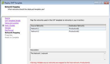 The next screen enables you to select the networks that you want to use for the vcloud Director instance.