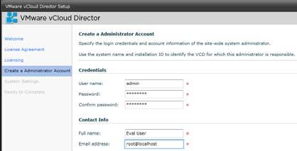 Next, create an administrator account by specifying the desired